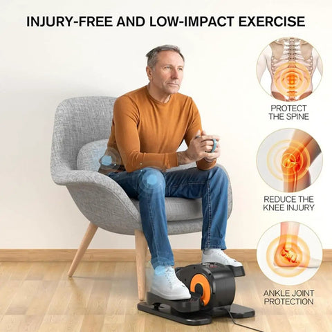 Under Desk Elliptical Portable Leg Exerciser For Seniors With Remote Control LCD Display Seated Elliptical Trainer Low Impact Cardio Traction Straps Easy Assembly For Office Home Workout