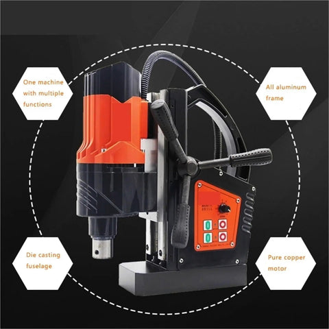 Heavy Duty Magnetic Drill Featuring Adjustable Speed And Forward Reverse Tapping Functions Delivering Smooth Steel Drilling And Industrial Metalwork That Goes Off Without A Hitch with all aluminum frame.