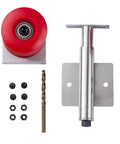 Rock Solid Heavy Duty Polyurethane Conveyor Wheel For 4.33 Inch Manual Edge Banding Machine, red roller with stainless parts and tools.