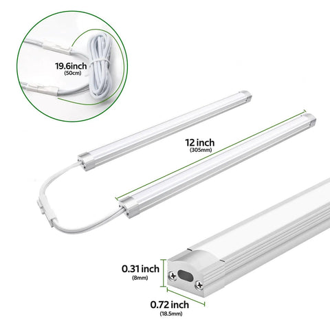 Under Cabinet Lighting Kit Dimmable 12 Inch LED Closet Lights With Plug In And Hardwired Options, ultra slim design