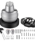 Five Inch Ball Vise Engraving Setting Tool With 360 Degree Rotation Pro Grade Heavy Duty Ball Vise And Thirty Six Piece Attachment Jewelry Engraving Block Standard Block shown with attachments