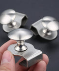Hand holding stainless steel Round Glass Door Pull Handle 29mm Diameter for 5-8mm Glass Thickness Stainless Steel Clamp Clips