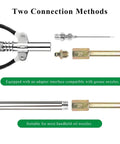 Grease Gun Needle Tips 5 Piece Set With Straight And Bent Nozzles And Three Needle Tips With Protective Caps shown with adapter and nozzle compatibility