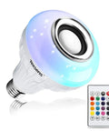 LED Light Bulb Bluetooth Speaker With RGB Color Changing Lamp 6W E26 Smart Bulb For Wireless Stereo Audio 24 Key Remote Control