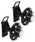 Bombproof Shipping Container Wheels With 8x6.5 Lug Hubs And Complete Axle Kit black axle hubs with dual handles, heavy duty design.