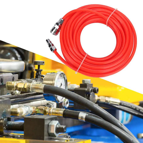 High Pressure Flexible Air Compressor Hose That Kicks Butt For Auto Repair Shops And Mechanics Featuring Quick Male Female Connector Oil Resistant Eva Red Material With Enhanced Durability For 15 Meters, red coiled hose