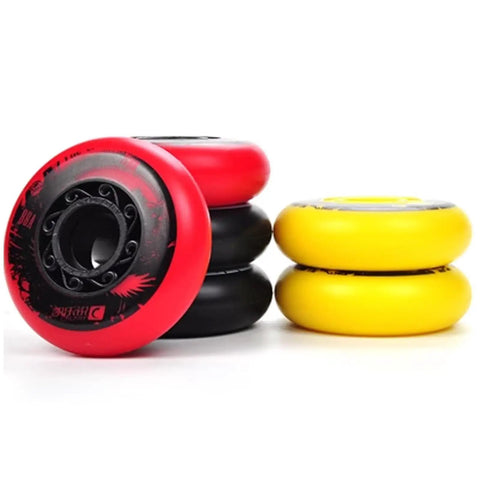 Inline Skate Replacement Wheels 72mm 76mm For Roller Blades And Skateboards 88A Hardness For Indoor And Street Use In Red Yellow Black Bearings Included Smooth Glide On Any Surface