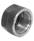 Close-up of a Solid 5 Pack Of Er16-A Collet Nuts For Cnc Milling Machine Clamps, Hardened Steel Clamp Holder with smooth threads.