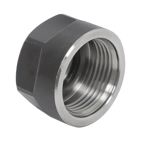 Close-up of a Solid 5 Pack Of Er16-A Collet Nuts For Cnc Milling Machine Clamps, Hardened Steel Clamp Holder with smooth threads.