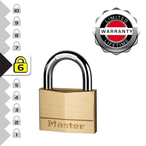 Two And Three Eighths Inch Solid Brass Padlock With Five Pin Tumbler And One And One Eighth Inch Shackle Diameter Eleven Thirty Second Inch Shackle