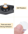 Self Adhesive Caster Wheels Set 24 Pieces With 360 Degree Swivel Mini Caster Rollers showing rotation and peel-and-stick adhesive