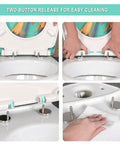 Universal Soft Close Slow Close Toilet Seat with two-button release for easy cleaning and maintenance in modern bathrooms.