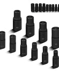 Magnetic Tap Socket Wrench Set Ten Piece With One Fourth Inch And Three Eighth Inch Drive Tap Holders, various socket sizes shown.