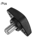 Close-up of a M8 by 12mm zinc T Wing thumb screw in smooth black for fast adjustments, part of 4 Pack Tee Wing Thumb Screws With M8 By 12mm Male Threads In Smooth Black Zinc For Boss Grip Handling And Sweet Quick Tweaks On Every Hardworking Diy Workshop Setup.