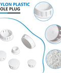 White Nylon Hole Plugs Kit With 13 Sizes From Quarter Inch To One And A Half Inch for furniture cabinets, snap-on fit, assorted pack product image