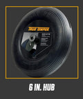 Never Flat 8 Inch Wheelbarrow Tire With Ribbed Tread, Solid Polyurethane Wheel, 16 Inch Wheel, Six One Eighth Inch Hub