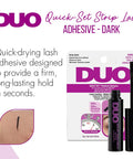 Dark Tone Quick Set Lash Adhesive For Strip And Individual Lashes, with bottle, brush applicator, and packaging, 0.18 oz