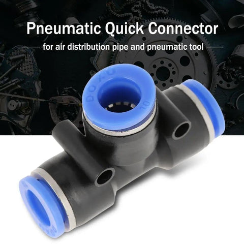 Pneumatic quick connector for air distribution, black and blue fitting for airline connection, 10mm 3 eighth inch size