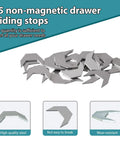 Heavy Duty Metal Drawer Stops Prevent Sliding Out 25 Piece Set Anti Fall Guards For Wooden Dressers Cabinets And Desks quick home fix shown in silver steel design.