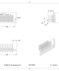 Technical drawing of 8x4 I2C Bus Breakout Boards with LED and Pull Up Resistors, 4 Pack Jumpers Ready, no active electronics.