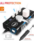 Game Changer 120W Car Power Inverter Loads Up Your Ride With Four Quick Charge Usb Slots And Three Standard Outlets featuring overload protection.
