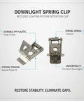 Silver PP Plastic Downlight Spring Clips for Recessed Lighting Trim Retention - close-up view with strong tension features.