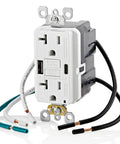 Self Test GFCI In Wall USB Charger With Type A And Type C USB Ports Delivers 4.8A Total Charging Power Continuous Ground Fault Protection Smart Chip Technology Delivers Over 2x Charging Power For Smartphones And Tablets GUAC2 W, flush design