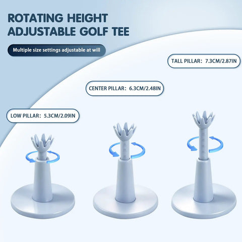 Three Pack Rotating Height Adjustable Golf Tees for Mats and Driving Range Rubber Tee Adjustable From 2.09 to 2.87 Inches