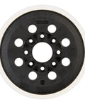 Five-Inch Soft Hook-And-Loop Sanding Pad With Eight-Hole Design For Flat Sanding And Polishing, viewed from top, rubber material