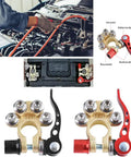 Battery Terminal Connectors 2 Pack 4 Way Quick Disconnect Release for Auto and Marine Use Heavy Duty Top Post Clamps in use