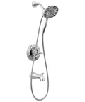 Arvo 14 Series Chrome Bathtub Shower Faucet Set With In2ition 2 In 1 Dual Shower Head And Handheld Spray Combo Valve Trim Kit