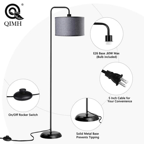 Tall Floor Lamp With Hanging Shades For Living Room And Bedroom, Includes Three Color Temperature LED Bulb, Foot Switch, Solid Base