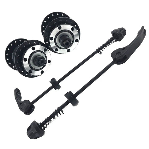 Front And Rear 36H Bicycle Hub Set Aluminum Alloy Quick Release Levers Skewers Axle 1 Pair Black for 5 6 7 8 Speed and Ball Bearing