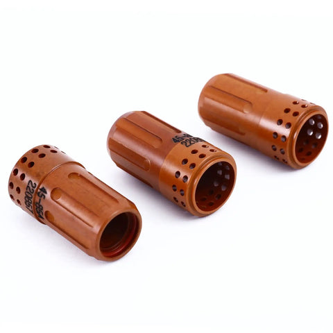 Three brown swirl rings from 10 Pack 220857 Swirl Ring Replacement Kit For PMX 45XP 65 85 105 Plasma Cutting Torch, OEM Grade