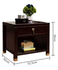 No Sweat Two Tier Nightstand Industrial End Table With Deep Drawer And Open Storage Shelf Solid Wood And Metal Frame Rustic Brown Accent Piece For Bedroom Fast Setup with drawer and shelf.