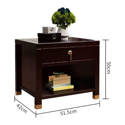 No Sweat Two Tier Nightstand Industrial End Table With Deep Drawer And Open Storage Shelf Solid Wood And Metal Frame Rustic Brown Accent Piece For Bedroom Fast Setup with drawer and shelf.