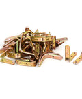 Built Tough 82mm L Shape Shelf Angle Brackets 50 Pack Premium Bronze Tone corner supports stacked in a pile.