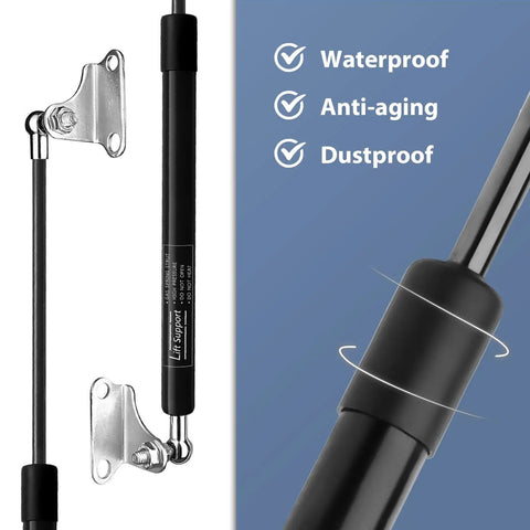 Two Pack 15 Inch Gas Struts Lift Supports 67 Lb 300 N For RV Beds Boat Hatches Cabinets Tool Boxes Outdoor Windows Heavy Duty Replacement Parts Fits Lids 54 74 Lb, featuring waterproof, anti-aging, dustproof properties