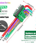 Check Out This Sick Extra Long Ball End Allen Wrench Set Covering 1.5 To 10mm Metric Hex Keys With S2 Steel Tough Build For Biking Auto Repair And Deep Hole Diy Projects That Get You Out Of Any Tight Spot Easily With Precision Colors. 17-piece rainbow S2 steel ball-end hex key set, 1.5-10mm, extended type