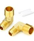 Dope Brass Tube Fitting Elbow Adapter Three Eighths Inch Flare To One Half Inch NPT Male Two Pack Corrosion Resistant Pipe Fitting