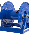 Heavy Duty Hand Crank Steel Hose Reel 1125-4-200 Series, Built Tough 1/2 Inch By 200 Feet, 3000 PSI, All Welded Steel A Frame, in blue.