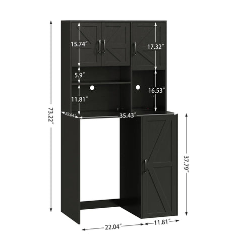 All In One Mini Fridge Cabinet With Storage And Coffee Bar Station, Outlets And Microwave Shelf, Wine And Beverage Stand