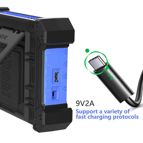 Side view of Multi Touch Screen Digital Oscilloscope With 2 Channels 110 MHz showing USB ports and fast charging capability.