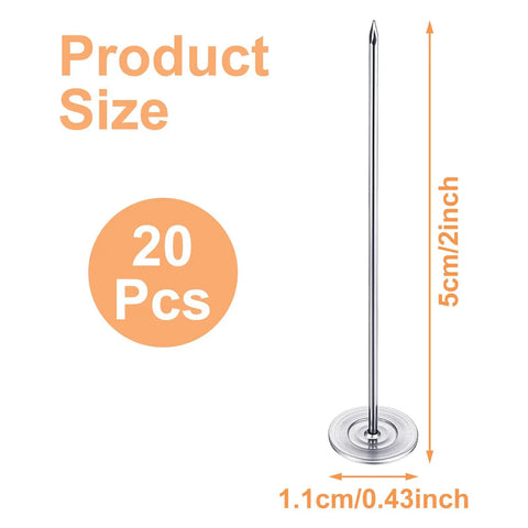 Top Shelf Long Thumb Tacks And Heavy Duty Push Pins, Flat Head Furniture Tacks For Sofa And Headboard Decor, Silver Finished Upholstery Nails Straight Up Diy Essential With Knockout Hold And Quick Install, 20 pcs, 5 cm long.