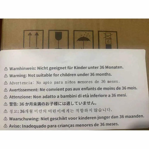 Warning label in multiple languages on packaging of 190 Piece Car Plastic Bumper Clip Kit With 6 Styles Retainer Fasteners And Push Rivets