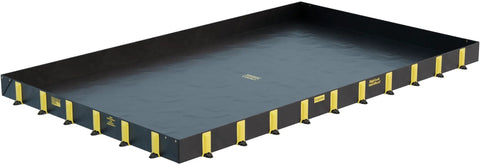 Rigid-Lock QuickBerm Drive-Over Oil Spill Containment Berm 12 Ft By 20 Ft By 12 In Large Capacity 1795 Gallon PVC Coated Fabric Made In USA Black Heavy Duty Spill Barrier For Trucks