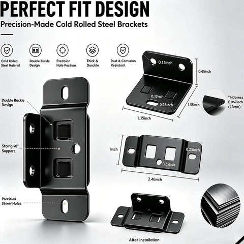 10 Pack Quick Fitting Furniture Joint Brackets L Shape Right Angle Corner Braces With Screws Easy Install Black steel design