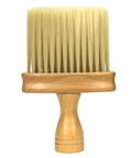 Professional Barber Neck Dust Brush With Solid Wood Handle Soft Dense Bristles For Salon Haircutting Cleanup Non Slip Grip Zero Mess Design, front view.