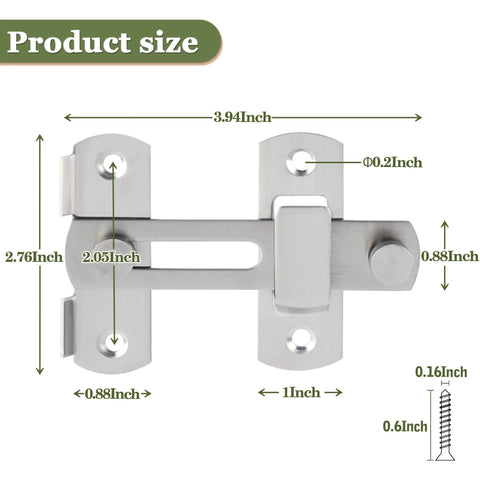 4 Inch Flip Gate Latch Heavy Duty Stainless Steel Door Lock for Barn Doors Wood Fences Sliding Doors Brushed Nickel Finish