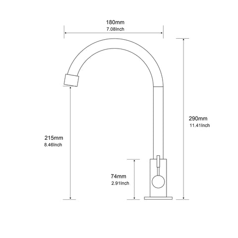 Diagram of Cold Water Only Kitchen Faucet With Heavy Duty Solid Stainless Steel Construction Built To Last Deck Mount Bar Faucet